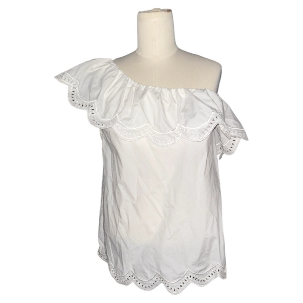 Sugar Lips White Eyelet One Shoulder Sleeveless Top